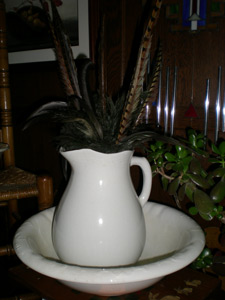 White pitcher and bowl
